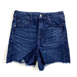 American Eagle | Dark-Wash Denim Curvy Super Hi-Rise Shortie Jean Shorts Sz 8
